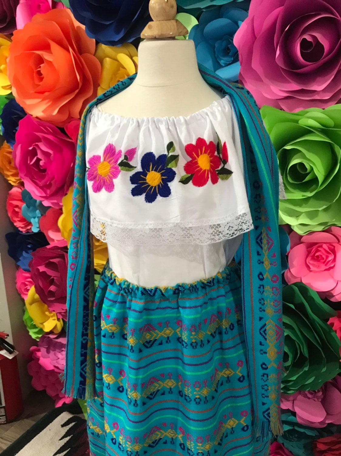 VESTIDO CAMBAYA MEXICANO TALLA 8 Hecho A Mano Hermoso Estilo Etsy M Xico Il Fullxfull.2076489980 Fhfe