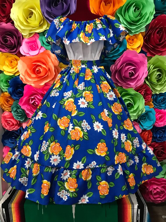 Handmade Mexican Dress: Floral Boho Skirt, Coco Theme Party Costume