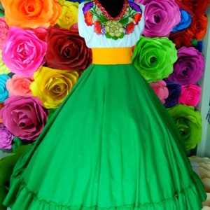 Mexican Womans SKIRT ONLY Green 8-10 Kids Day of the Dead - Etsy