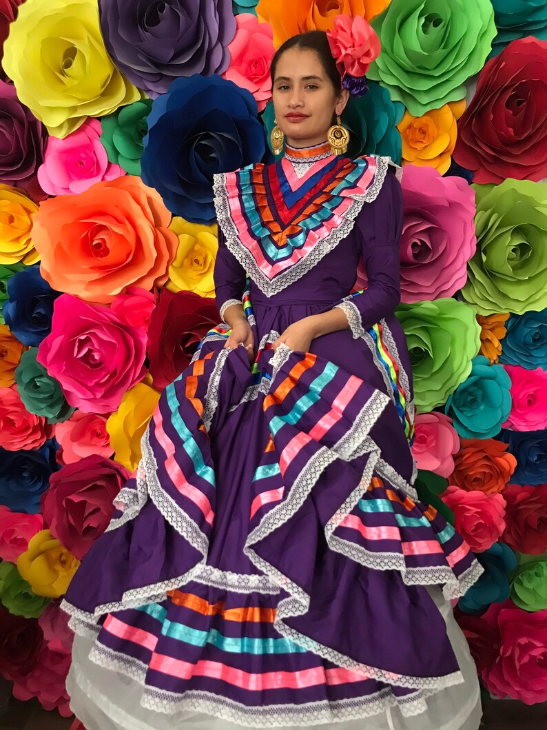 Mexican Jalisco dress Size 10 Purple stunning KIDS size 10 | Etsy