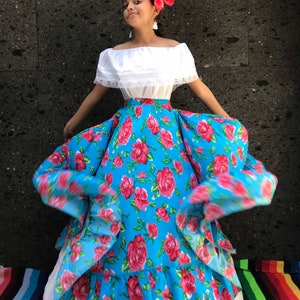 Mexican womans dress SKIRT ONLY day of the dead mexican fiesta coco theme party noche de muertos 27 inches revolucionary 70CM image 7