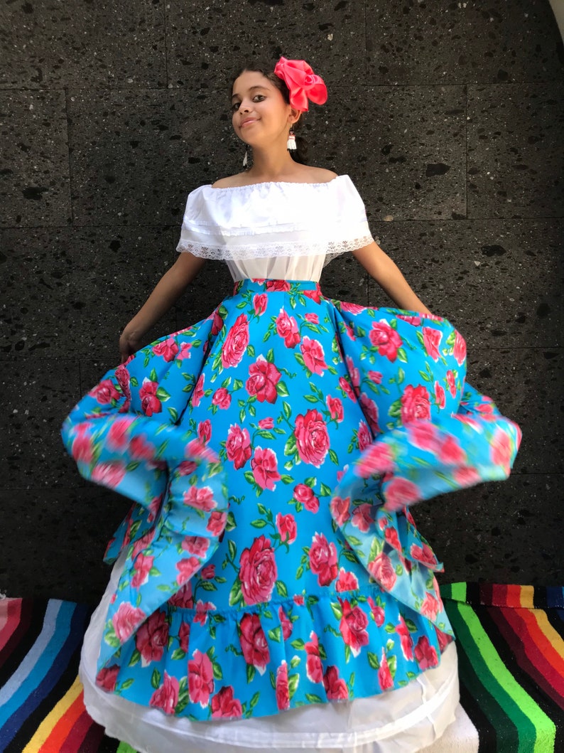 Mexican womans dress SKIRT ONLY day of the dead mexican fiesta coco theme party noche de muertos 27 inches revolucionary 70CM image 7