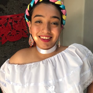 Hair piece ribbon  head piece Handmade  style- day of the dead  hair piece young adults and adults flower crown 5 de mayo mexican