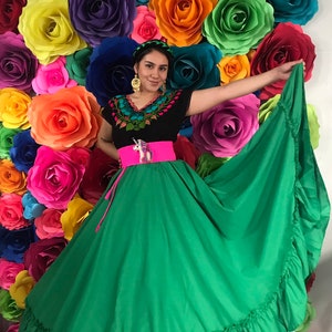 Mexican womans dress SKIRT ONLY Green day of the dead katrina style noche de muertos wedding one size fits all 100CM