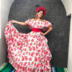 Mexican womans two piece set 5 de Mayo  coco theme party fiesta wedding single circle Folklorico practice skirt day of the dead