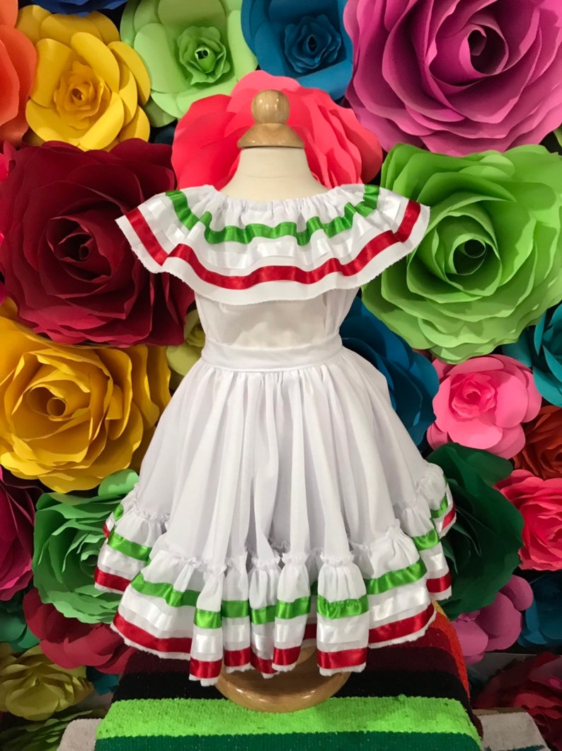 Mexican little girls dress size 0 SKIRT and Blouse 2pc Color Blue 5 de Mayo frida Khalo inspired day of the dead 35-36 cm