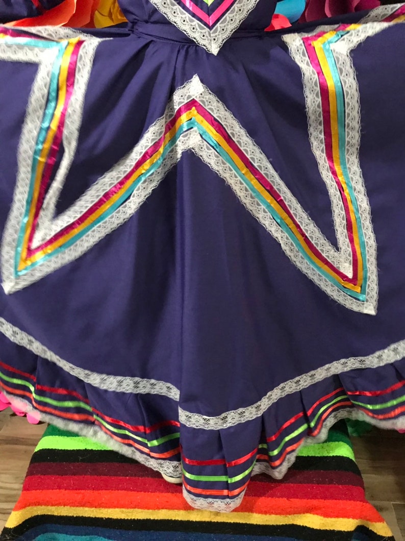 Mexican Dress Size 16 Purple Jalisco Dress Folkloric Mexican - Etsy