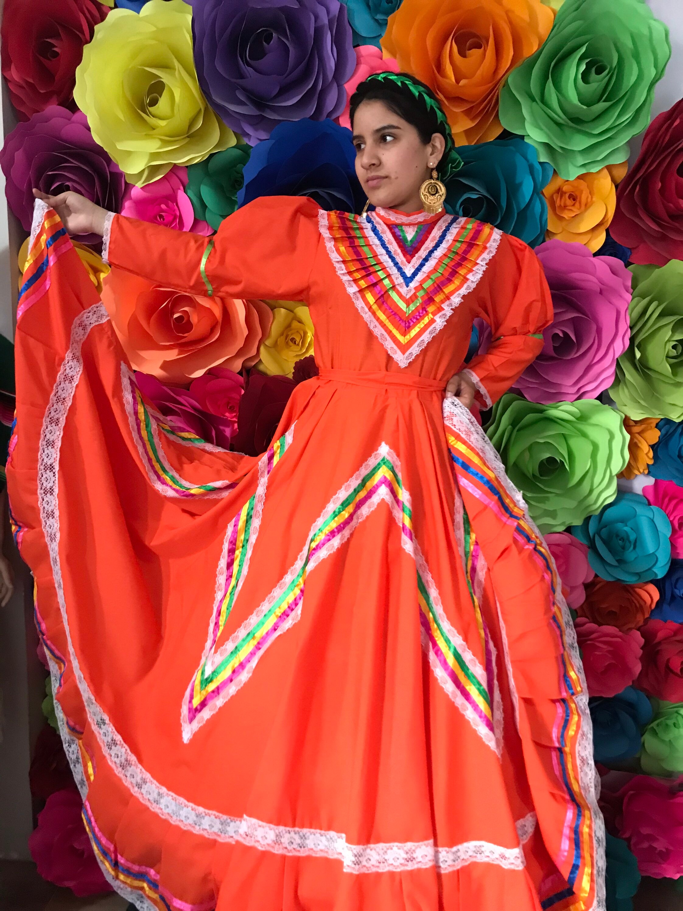 orange mexican dress Off the shoulder orange embroidered dress, mexican dress women, floral embroidery, christmas gift for her, cinco de mayo, tropical vacay