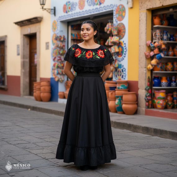 Traditional Mexican Embroidered Floral Dress Set Handmade Two-piece - Etsy Israel Traditional Mexican Embroidered Floral Dress Set Handmade Two-piece - Etsy Israel