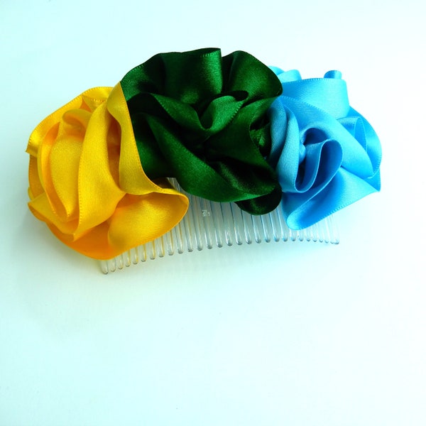 Hair bow ribbon and elastic Coco theme comb day of the dead  hair piece ribbon baby Mexican boho hippie baby flower  ponytail