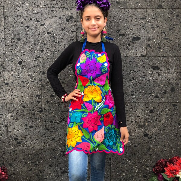 Mexican Embroidered Apron Etsy