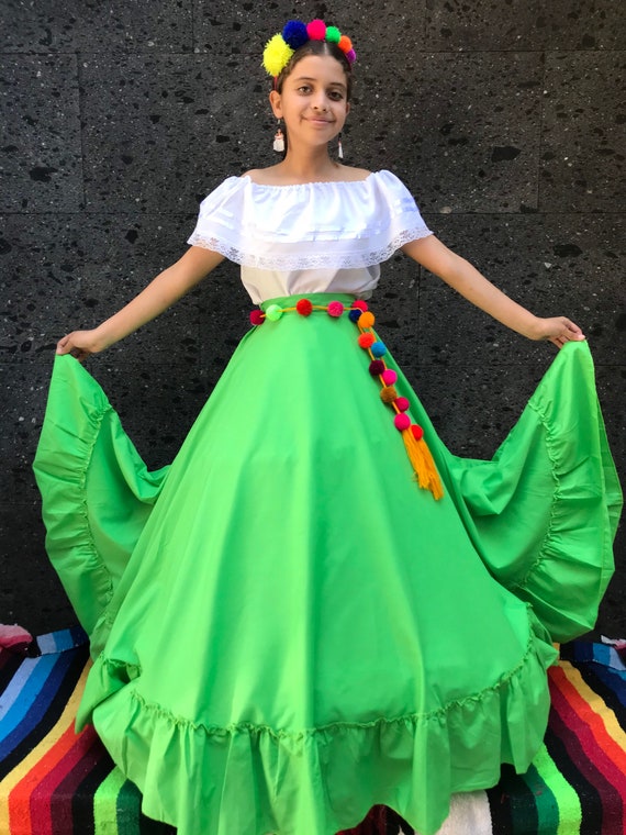 Violeta Movimiento Escoba Falda verde mexicana 35 pulgadas estilo mujeres mexicana boho - Etsy México