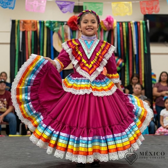 Red Mexican Jalisco Dress: Folklorico Dance Outfit, Size 6