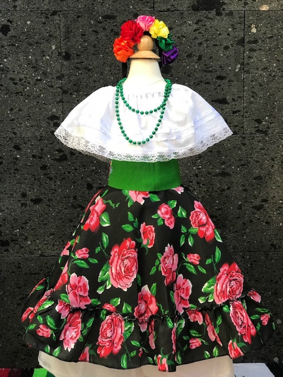 Mexican Flowered SKIRT ONLY Day of the Dead Handmade- Beautiful