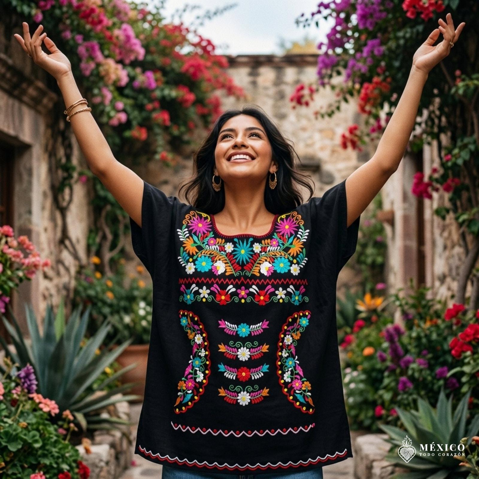 【美品】ORGUE オルグ Flower embroidery blouse Mexican Embroidered Blouse – Handmade Otomi Floral Design LARGE - Etsy