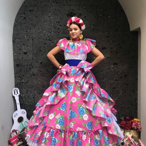 Mexican Dress With Top Handmade Skirt womans Mexican Boho Coco Theme ...