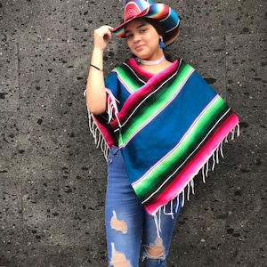 Mexican Zarape Mañanita poncho jacket Sarape womans jacket day of the dead style Mexican jacket