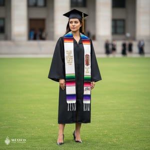 Class Of 2026 Custom Mexican Graduation Stole: Sarape, Virgin of Guadalupe Embroidery