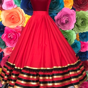 Mexican SKIRT only day of the dead revolutionary adelita wedding fiesta DOUBLE SKIRT -folklorico  Catrina 100CM