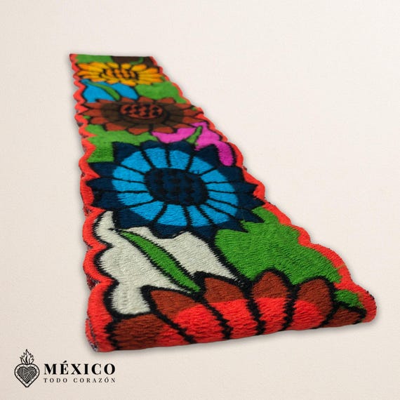 手織りのメキシカンファハベルト：カラフルな花柄ウエストタイ - Etsy 日本