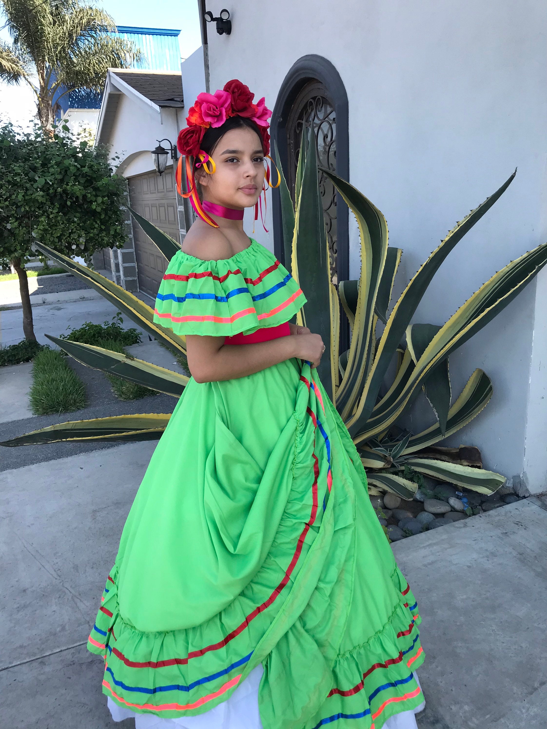 メキシコの女性用ドレス ハンドメイド - ワンサイズ 女性用 ティーン