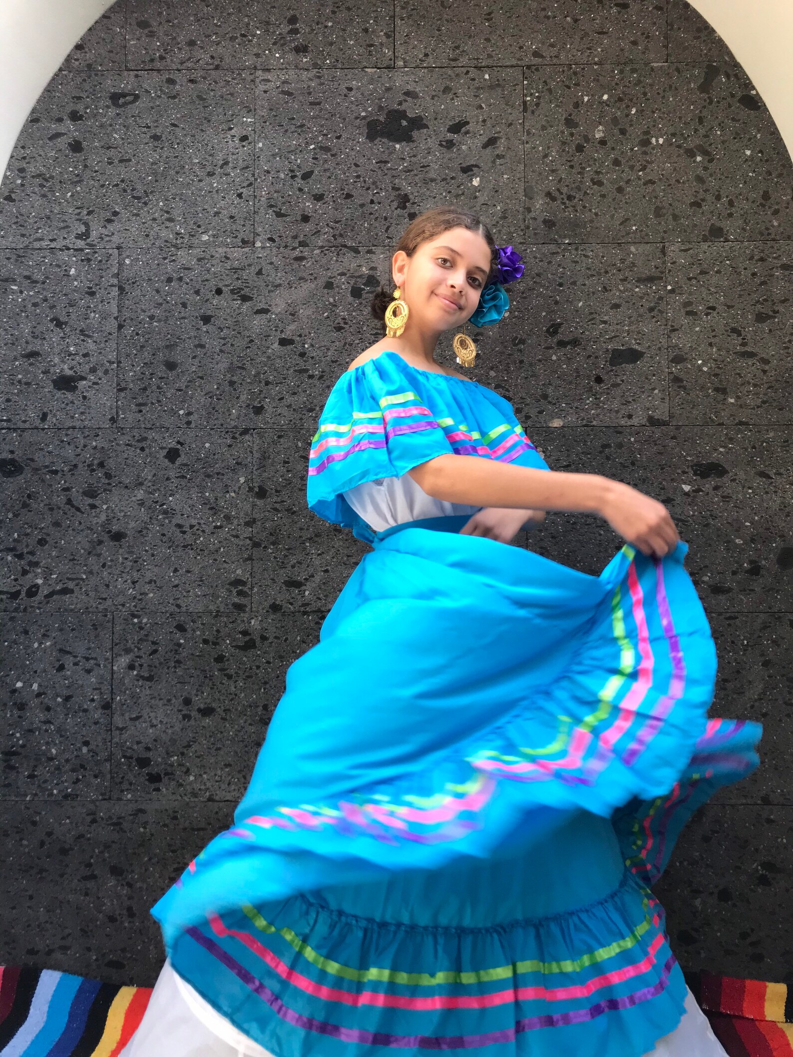 Green And Blue Mexican Baja Dress