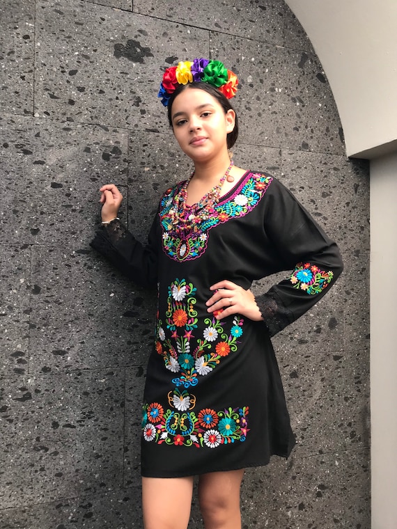 Mexican Embroidered Dress Kimono Style Day of the Dead 5 De Mayo Coco Theme  Party - Etsy