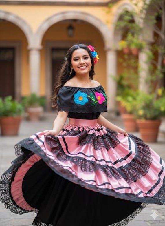 Mexican Peasant Skirt – Cotton Elastic Waist Skirt With Lace | 3 Colors, 30" Length