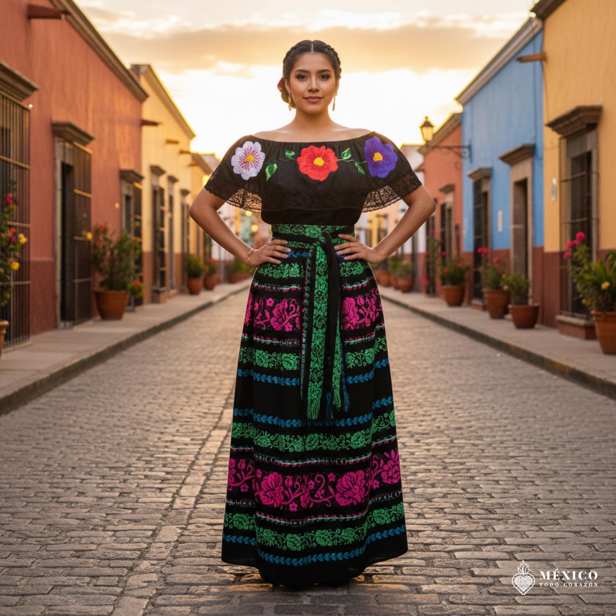 Handmade Mexican Cambaya Dress: Boho Hippie Style, Coco Theme