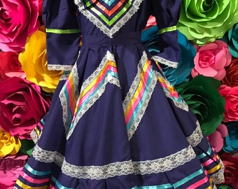 Mexican Jalisco Dress Size 6 Purple Stunning KIDS- Beautiful