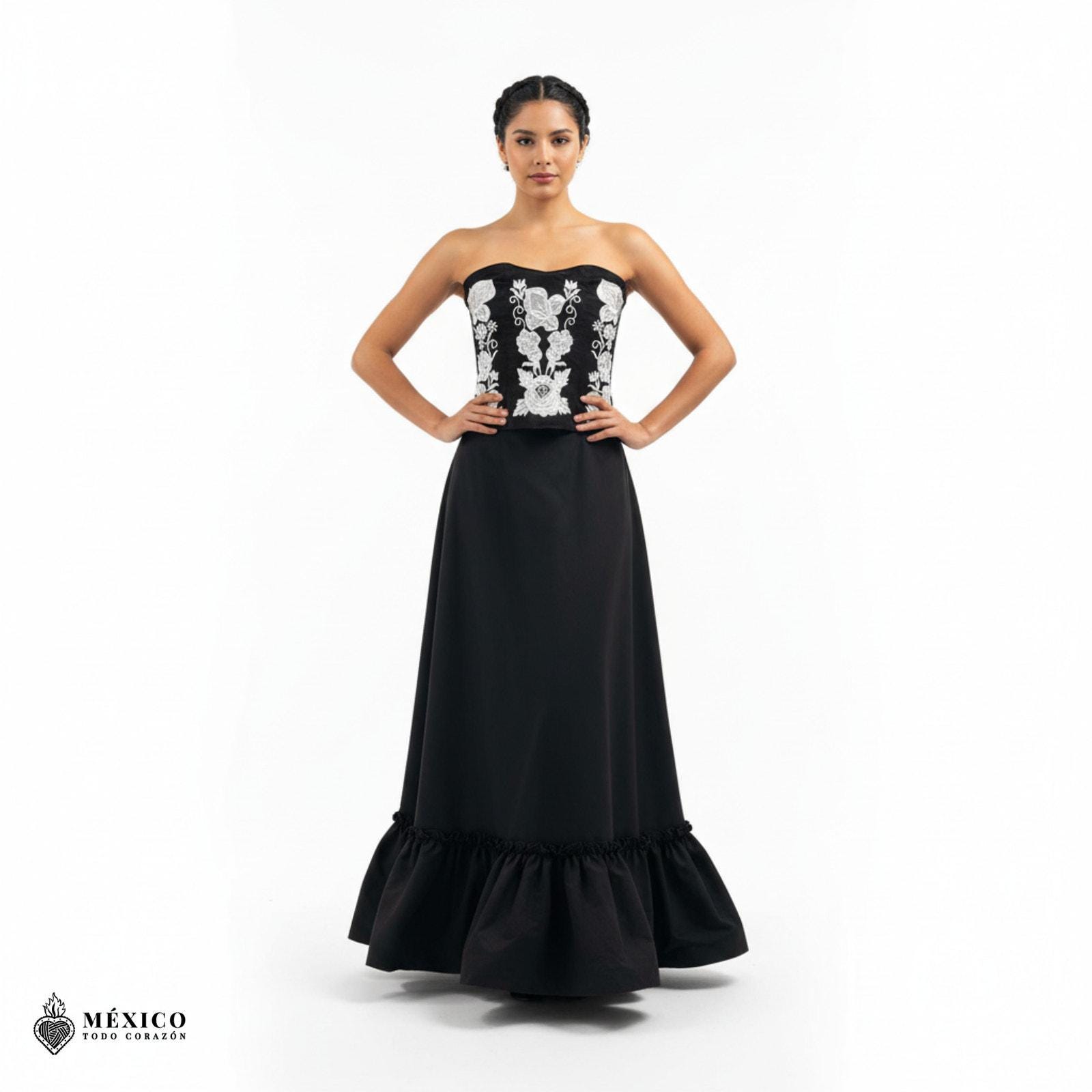 corset mexican dress Embroidered Mexican Wedding Corset and Skirt