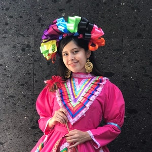 Hair piece ribbon  head piece Handmade  - day of the dead  hair piece young adults and adults flower crown 5 de mayo mexican