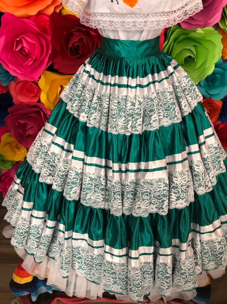 Mexican Pinotepa Nacional Jade Oaxaca Frida Kahlo style-womans mexican boho coco theme party day of the dead SKIRT ONLY 100cm