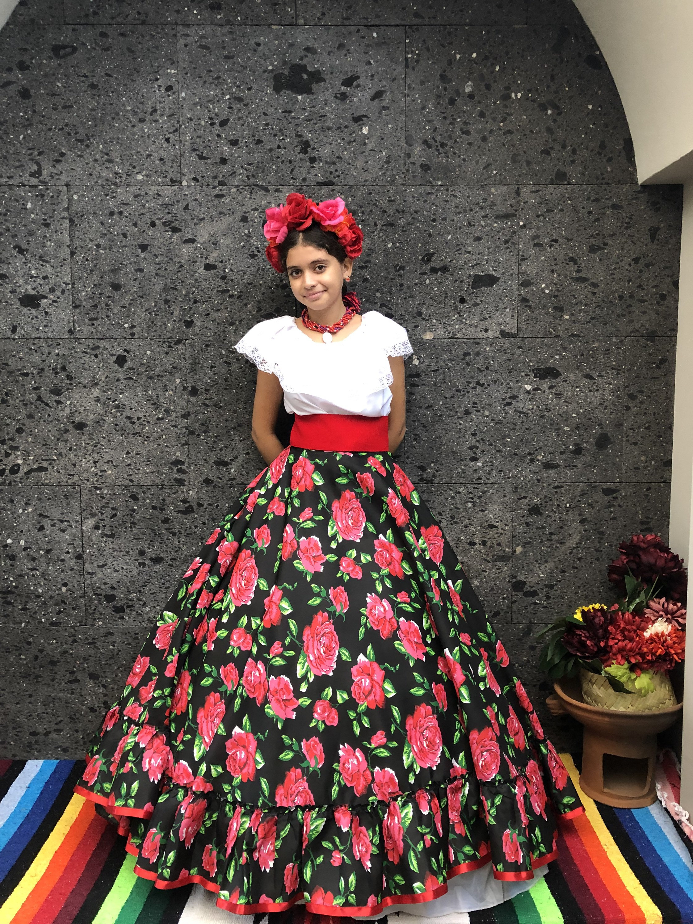 Mexican Flowered Skirt: Black Circle Skirt, Coco Theme (80cm) - Etsy