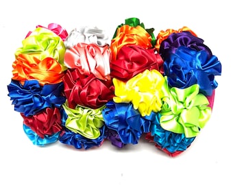Mexican Hair bow ribbon and elastic Handmade - day of the dead  hair piece ribbon baby Mexican boho hippie baby flower  ponytail wedding