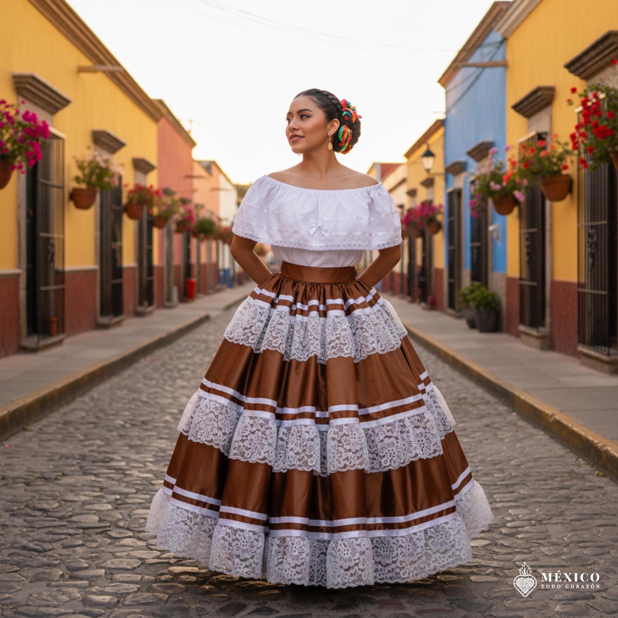 Mexican Folkloric Skirt: Gold Lace, Pinotepa Nacional Style - Etsy