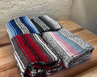Mexican Falsa Sarape Blanket – Durable Acrylic Throw for Yoga & Beach