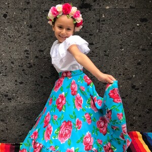 Mexican Flowered ONLY Skirt Handmade Beautiful Style KIDS Mexican Boho ...
