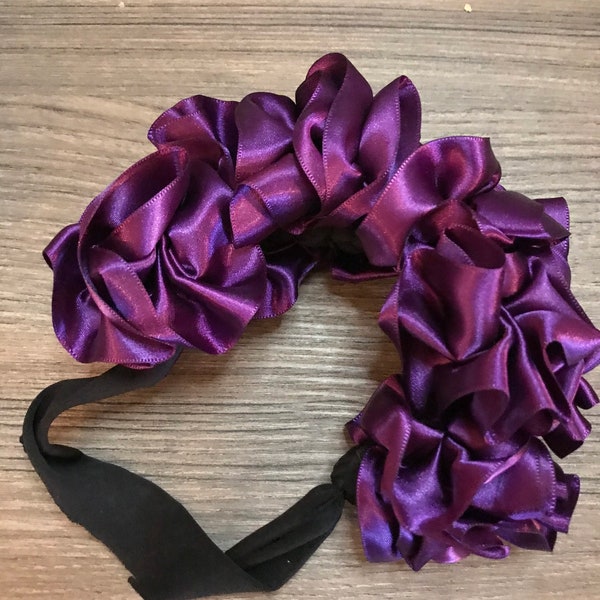Hair bow ribbon and elastic Handmade - day of the dead  hair piece ribbon baby Mexican boho hippie baby flower  ponytail