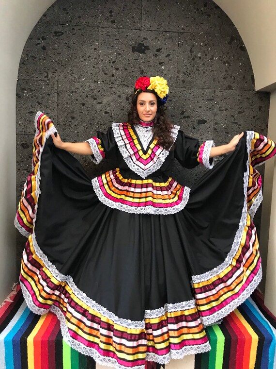 Vestito messicano con top Gonna fatta a mano costume da donna - Main Image
