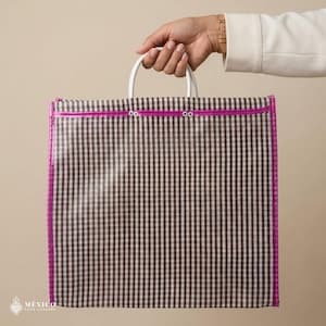 Traditional Mexican Mercado Tote Bag – Colorful Reusable Plastic Market Bag