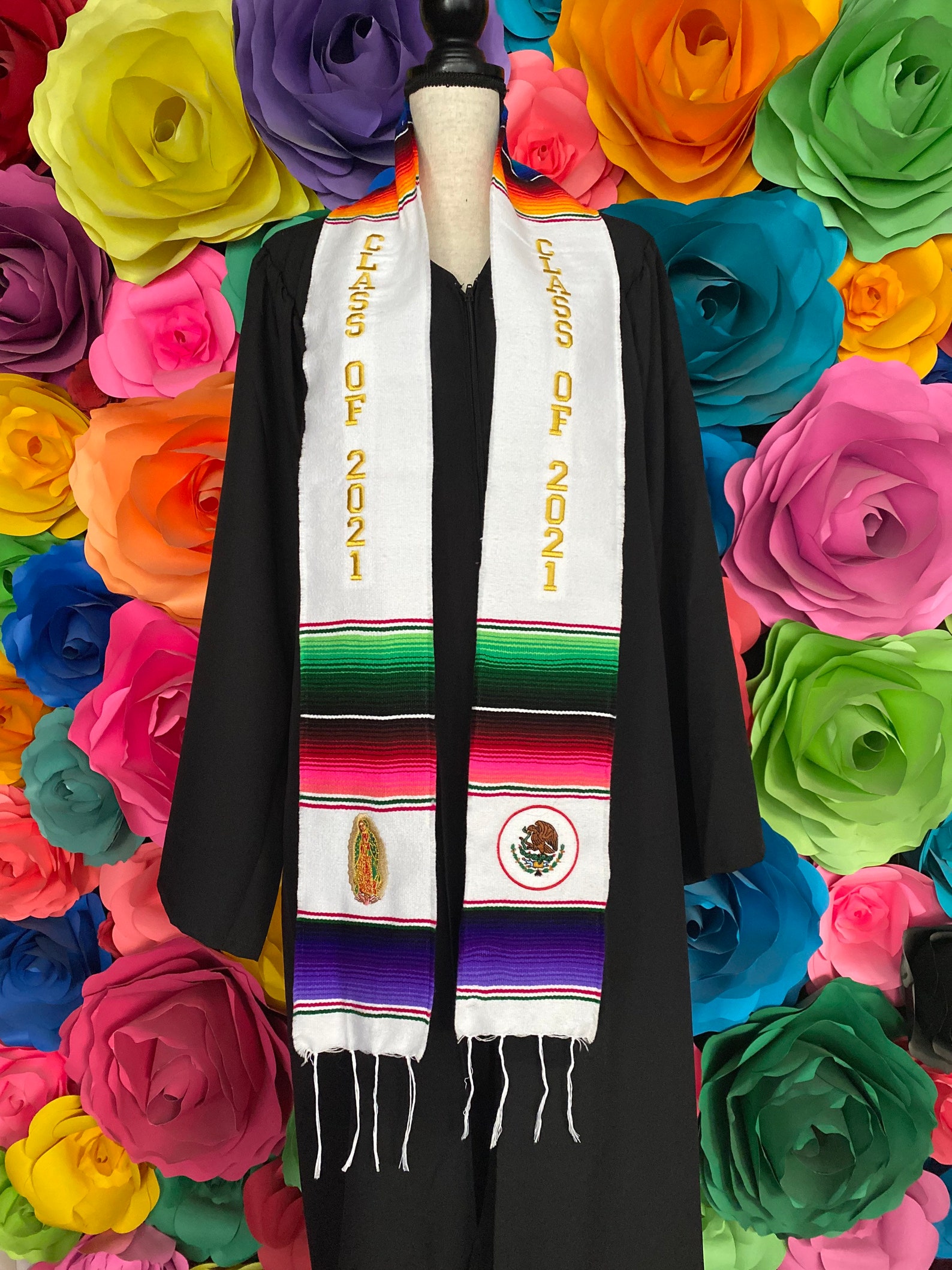 Graduation Mexican Sash Stole Class of 2021 White Letters Etsy