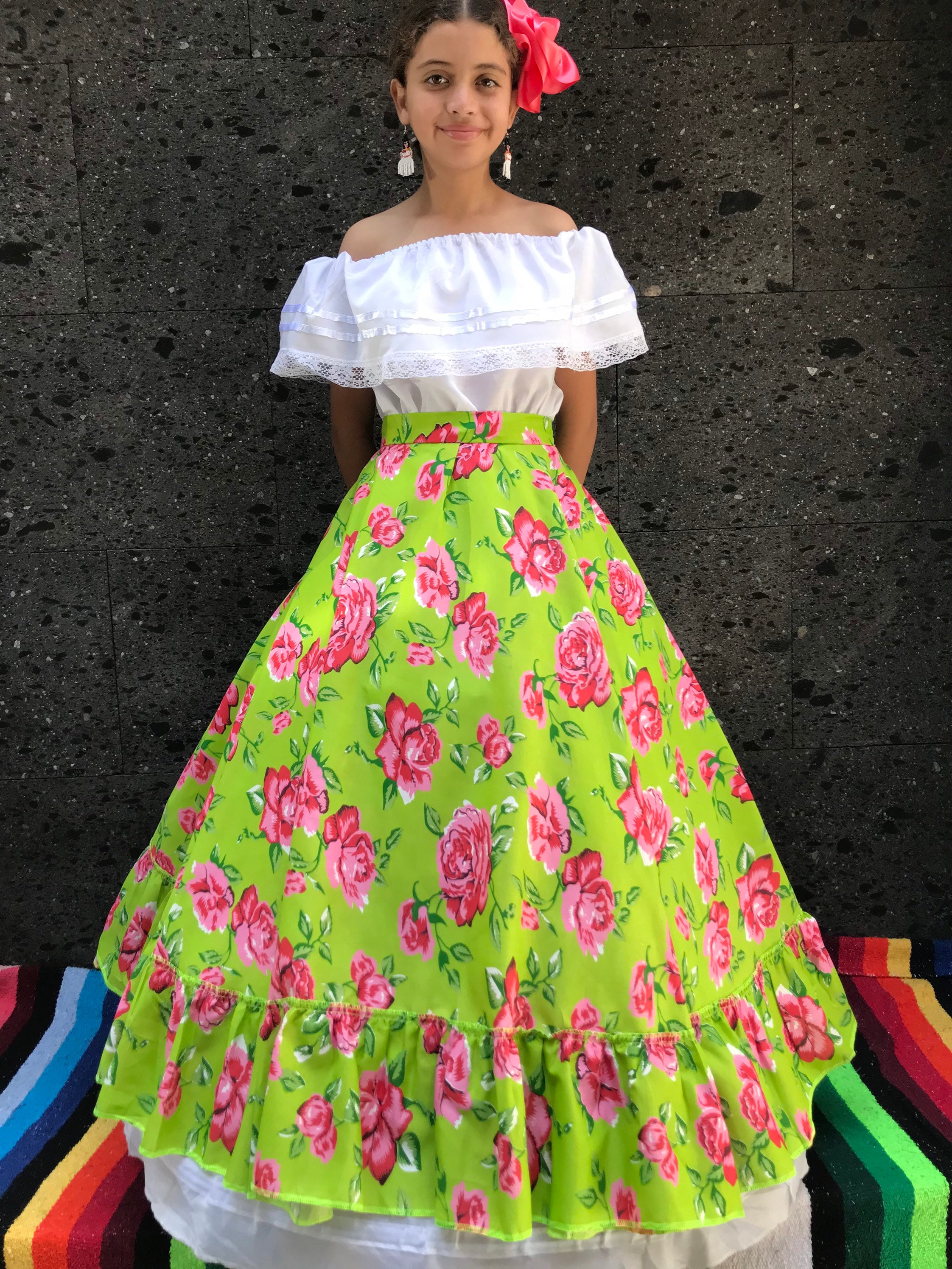Mexican Girl SKIRT Only One Size FITS All Day of the Dead Noche De