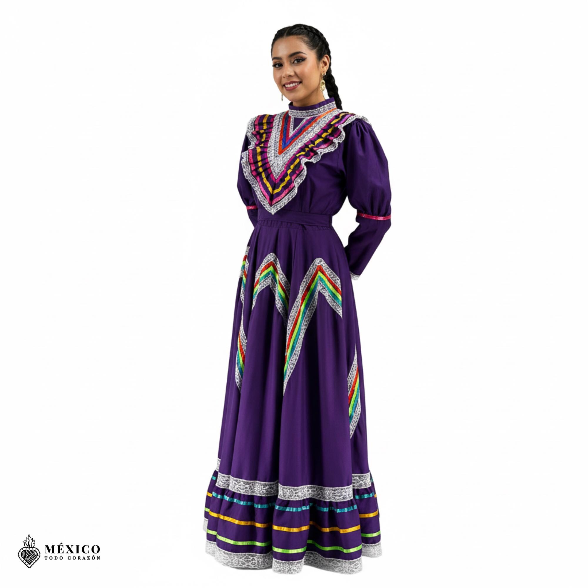 Purple Traditional Jalisco One-Piece Dress - Mexican Folklore Wear (Size 14) Purple Traditional Jalisco One-Piece Dress - Mexican Folklore Wear (Size 14)