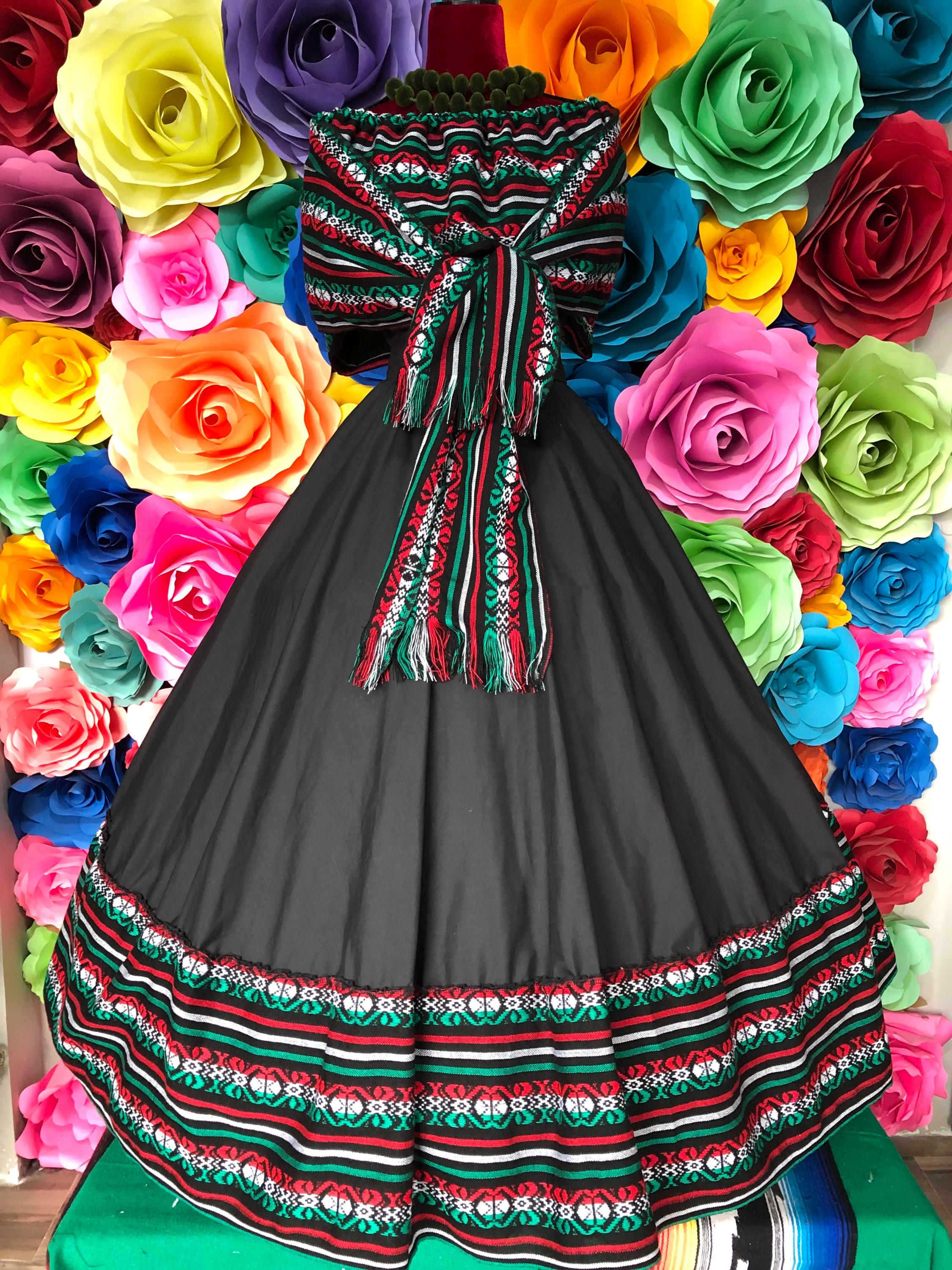 Mexican Folkloric Dress: Cambaya Accents, Day of the Dead, Quince Aos