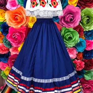 Mexican doble vuelo skirt double circle folklórico mexican skirt 5 de Mayo day of the dead SKIRT ONLY Dance practice skirt Frida heritage