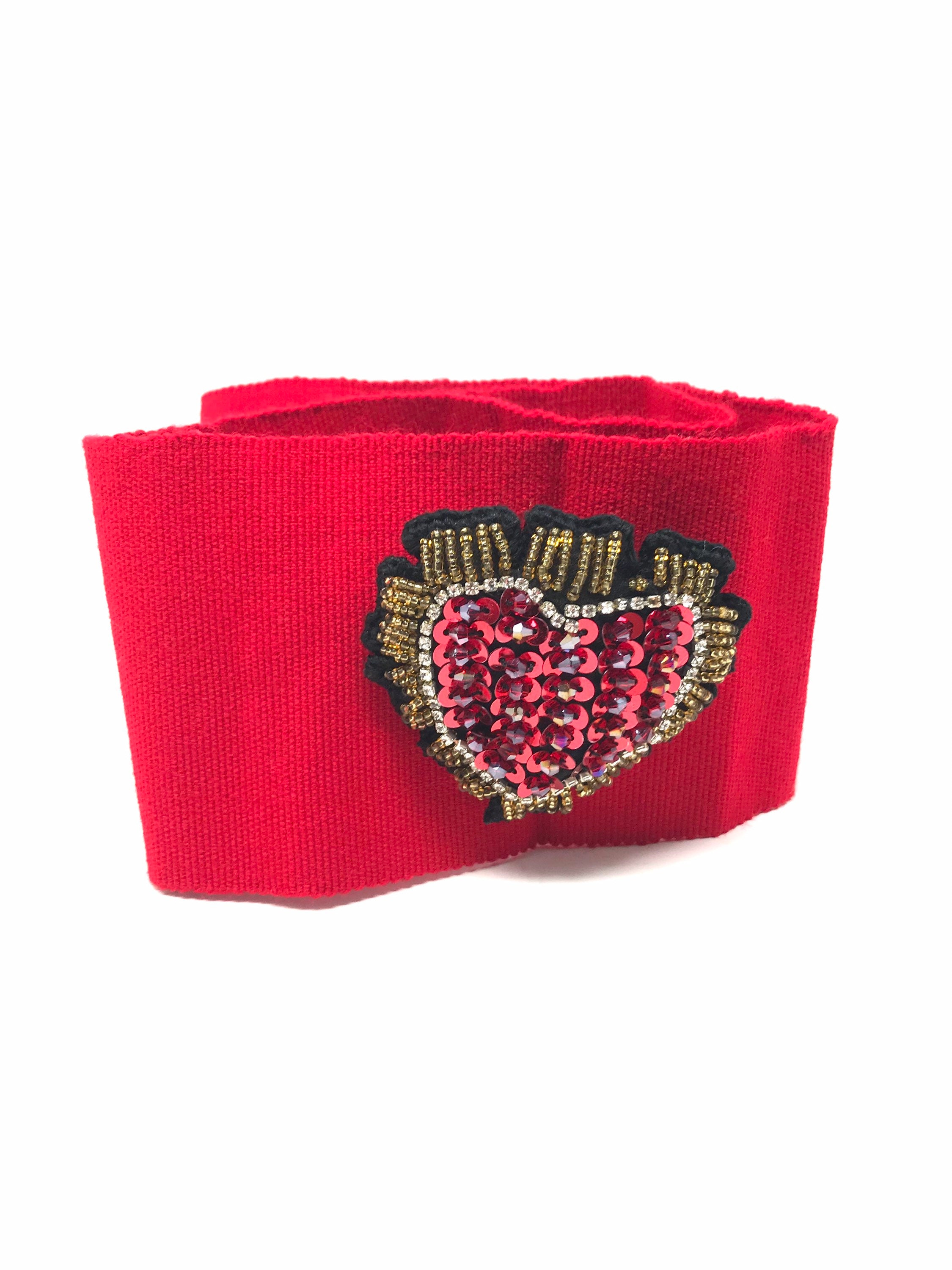 Hand Embroidered Heart Belt: Mexican Fiesta Frida Style 