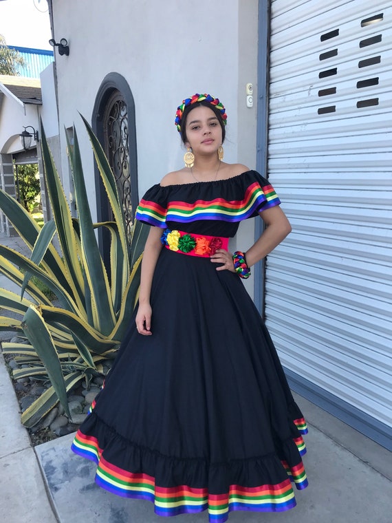 avaro Migración explosión Falda negra mexicana con top Handmade Hermoso estilo mujeres - Etsy España