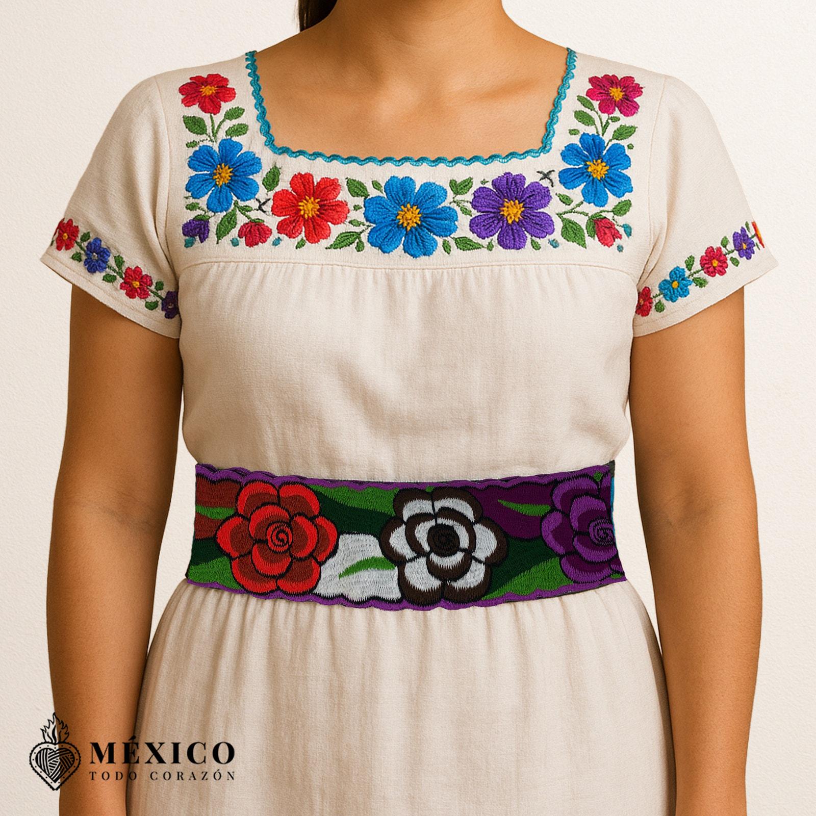 Handwoven Mexican Faja Belt: Colorful Floral Waist Tie - Etsy