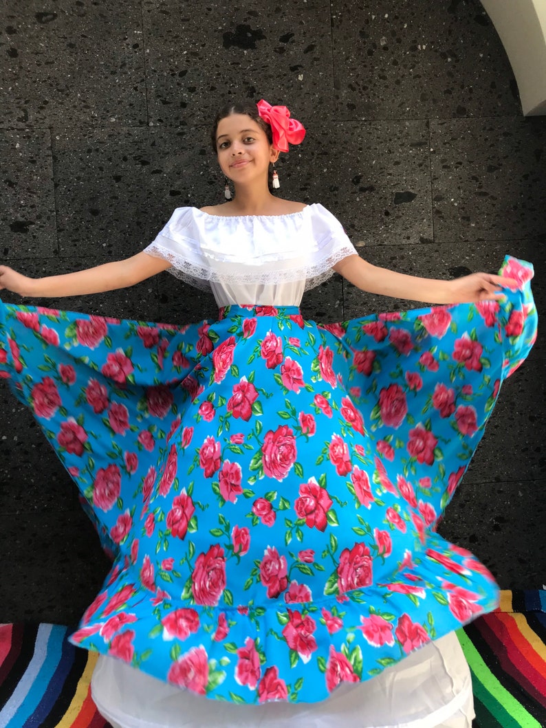Mexican womans dress SKIRT ONLY day of the dead mexican fiesta coco theme party noche de muertos 27 inches revolucionary 70CM image 4